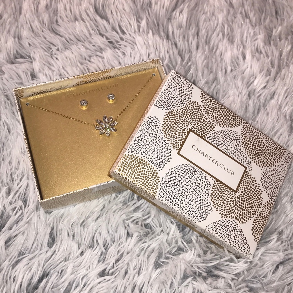 Charter Club Flower Necklace and Earring Set